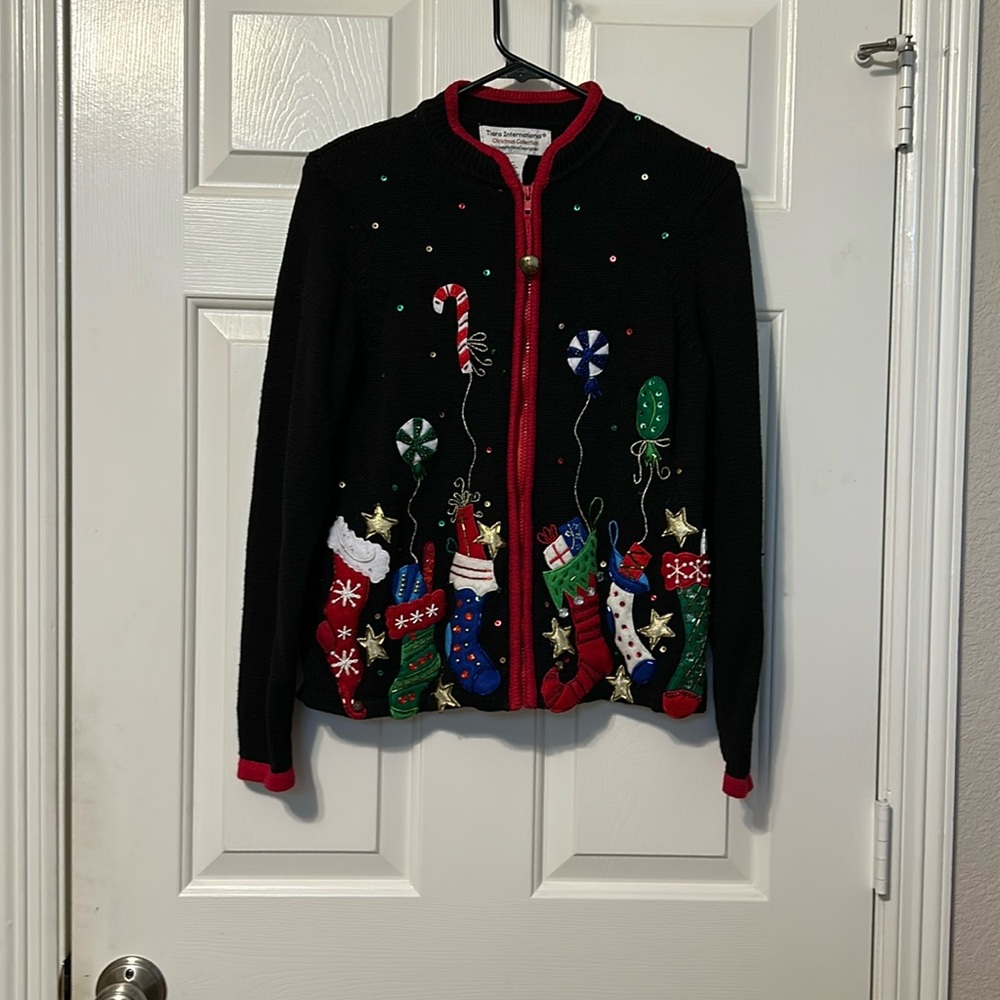 Tiara International Christmas Collection Stockings Sweater Size M